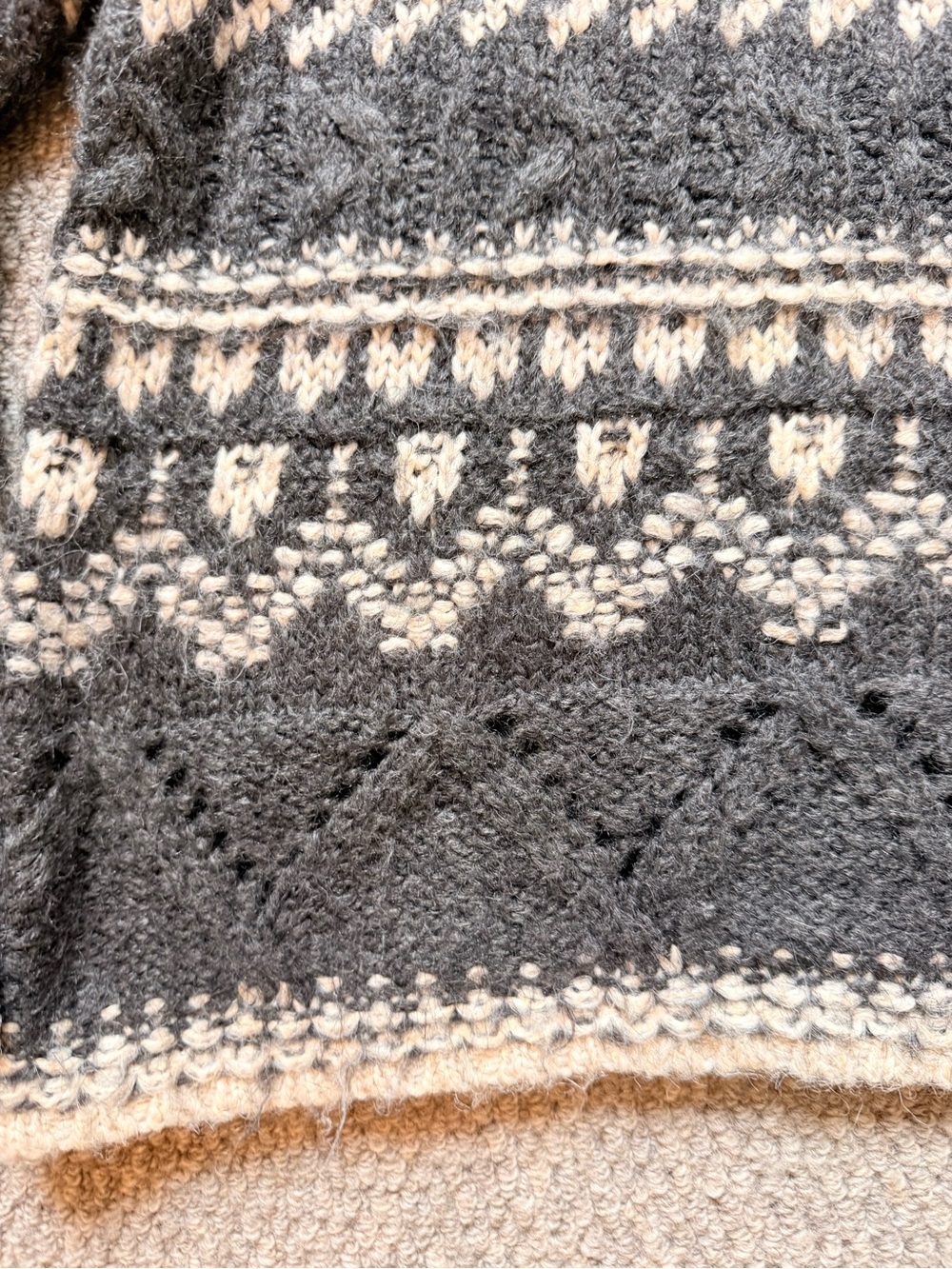 Sanctuary Cozy Fair Isle Knit Sweater in Charcoal & Cream EUC - Picture 4 of 10